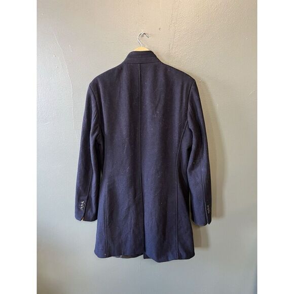 Zara Mens Blue Button Front Outdoor Peacoat Size XL - Picture 2 of 3